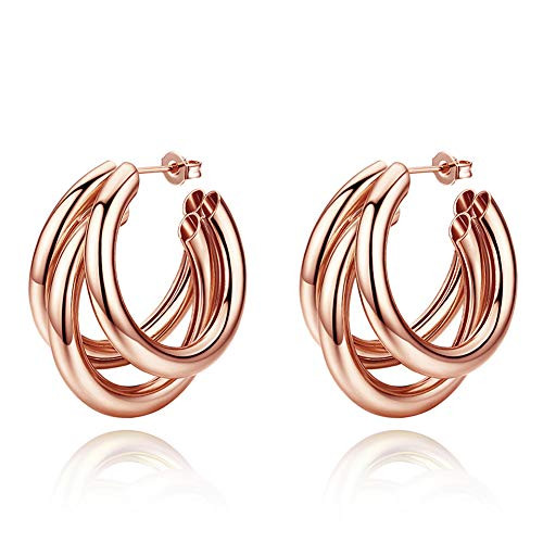 Hoop Earrings Fashion White Gold plated Hoop Earrings For Womens Girls Sensitive Ears Hoop Earrings Fashion White Gold plated Hoop Earrings For Womens Girls Sensitive Ears