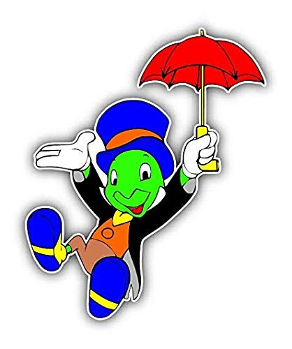 Jiminy Cricket Umbrella Cartoon - 5 Inch Sticker Graphic - Auto Wall Laptop Cell phone Bumper Window Decal Sticker