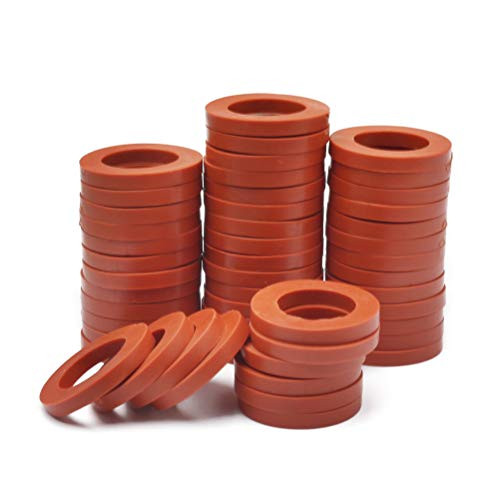 SUMAJU 50 Pcs Garden Hose Washer Heavy Duty Rubber Washers Seals O Rings Leakproof Gaskets Silicone Hose Ring for Standard 3 4 Inch Garden Hose and Water Faucet