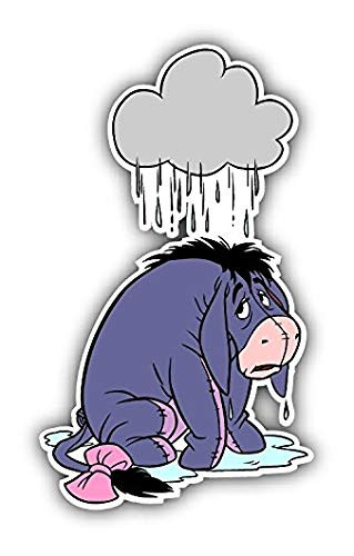 Winnie The Pooh Eeyore Rain Cartoon - 5 Inch Sticker Graphic - Auto Wall Laptop Cell phone Bumper Window Decal Sticker