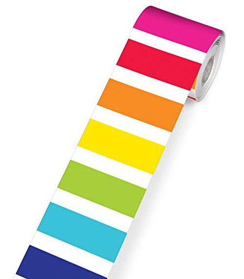 Schoolgirl Style   Vertical Rainbow Stripes Bulletin Board Borders   Rolled 36ft