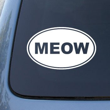 MEOW - Cat - Vinyl Car Decal Sticker 1538   Vinyl Color White