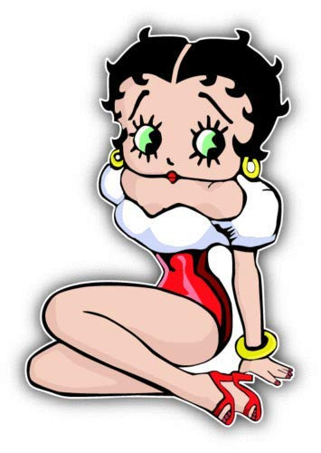 Betty Boop Cartoon Sitting - Sticker Graphic - Auto Wall Laptop Cell Truck Sticker for Windows Cars Trucks