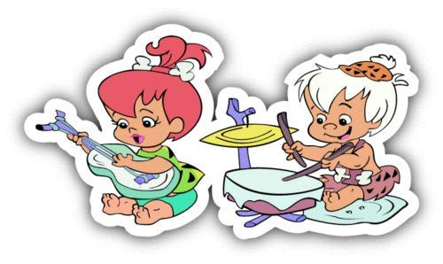 The Flintstones Pebbles Bam Bam Rubble Music Cartoon - Sticker Graphic - Auto Wall Laptop Cell Truck Sticker for Windows Cars Trucks