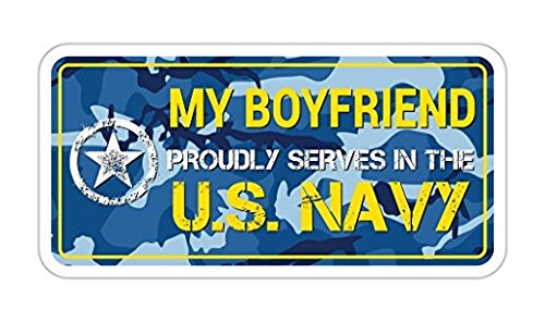 3 Pack - My Boyfriend BF Proudly serves in the US Navy U.S. Vinyl Bumper Sticker Decal Navy Blue Camouflage