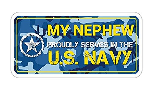 3 Pack - My Nephew Proudly serves in the US Navy U.S. Vinyl Bumper Sticker Decal Navy Blue Camouflage