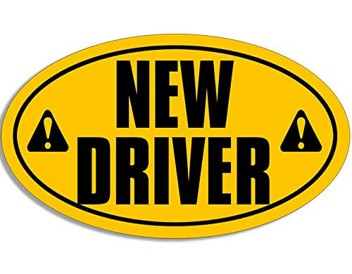 JR Studio 3x5 inch Oval New Driver Sticker  car Safety Drive Safe Driving Bumper Caution  Vinyl Decal Sticker Car Waterproof Car Decal Bumper Sticker