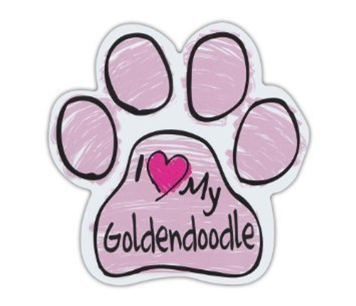 Pink Scribble Paws I LOVE MY GOLDENDOODLE GOLDEN DOODLE Dog Paw Car Stickers - Sticker Graphic - Auto Wall Laptop Cell Truck Sticker for windows cars trucks tool boxes laptops