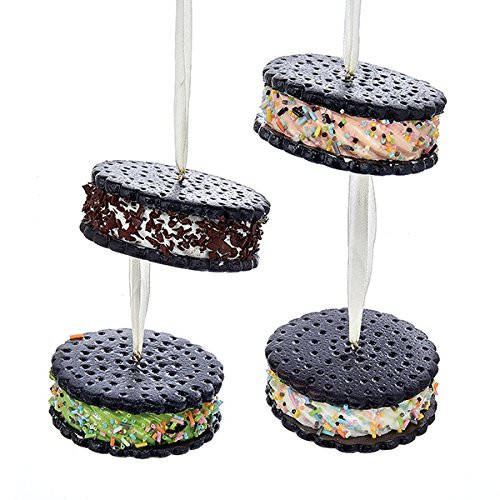 Kurt Adler 1 Set 4 Assorted Multi Ice Cream Sandwich Christmas Ornaments