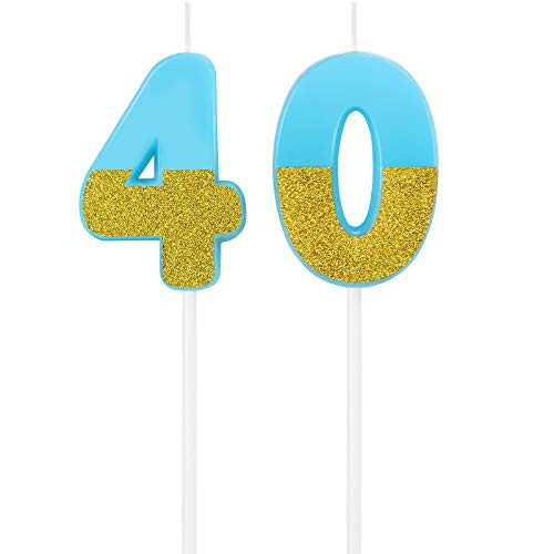 40th Numeral Birthday Candles Glitter Happy Birthday Cake Candles Cake Topper Decoration for Wedding Party Anniversary Celebration Blue 40th Numeral Birthday Candles Glitter Happy Birthday Cake Candles Cake Topper Decoration for Wedding Party Anniversary Celebration Blue