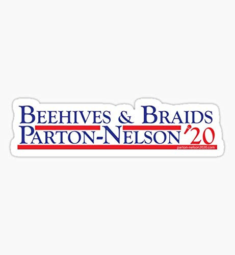 Dolly Parton and Willie Nelson 2020 - Beehives  and  Braids - Sticker Graphic - Auto Wall Laptop Cell Truck Sticker for Windows Cars Trucks
