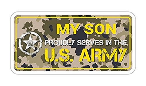 My Son Proudly Serves in The US Army Vinyl Bumper Sticker Decal Vintage Camo