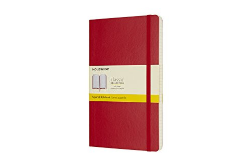 Moleskine Classic Soft Cover Notebook, Squared, Large (5" x 8.25") Scarlet Red - Soft Cover Notebook for Writing, Sketching, Journals