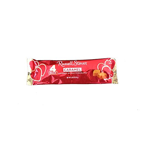 Russell Stover 1 Pack Caramel Covered Milk Chocolate Candy Bar Net 4 Individual Pieces Wt. 2.25 oz 64 g each Russell Stover 1 Pack Caramel Covered Milk Chocolate Candy Bar Net 4 Individual Pieces Wt. 2.25 oz 64 g each