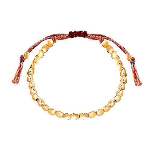 SUNXN Tibetan Copper Bead Bracelets Anklet Handmade Buddhist Braided Rope Bracelet Adjustable Lucky Friendship Ankle Bracelets for Women