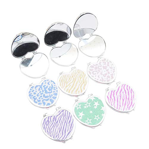 Minkissy Mini Makeup Mirror Handheld Portable Pocket Mirror Folding Heart Shaped Double-sided Mirror for Handbag Purse Pocket  Random Color