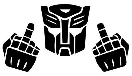Transformers Middle Finger - Sticker Graphic - Auto Wall Laptop Cell Truck Sticker for Windows Cars Trucks