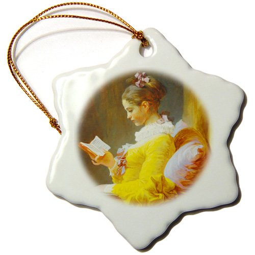 3dRose ORN_157624_1 The Reader by Jean-Honore Fragonard Young Woman Girl Reading Yellow Dress Famous Art- Snowflake Ornament, Porcelain, 3-Inch 3dRose ORN_157624_1 The Reader by Jean-Honore Fragonard Young Woman Girl Reading Yellow Dress Famous Art- Snowflake Ornament, Porcelain, 3-Inch