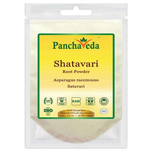 Panchaveda Shatavari Root Powder  100g   3.5 oz Resealable Bag  100 percent Raw Natural Ayurvedic Pure Herb Non-GMO Gluten-Free Vegan. Asparagus racemosus Satavari Powder Shatavar Churna