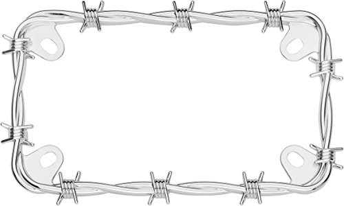 Cruiser Accessories 77430 MC Barbed Wire Motorcycle License Plate Frame, Chrome