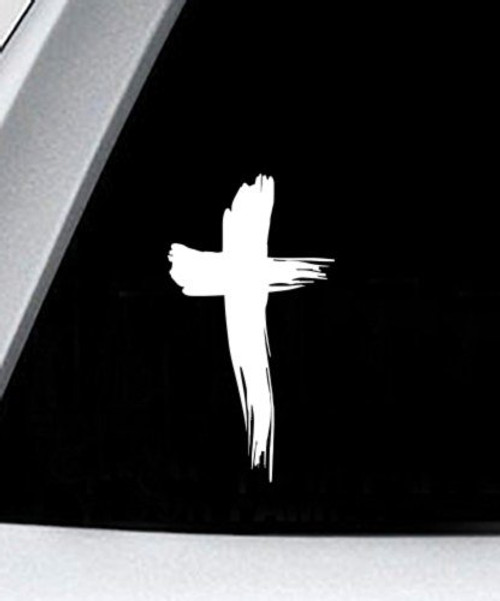 AK Wall Art Cross Handdrawn Jesus Christian - Vinyl Decal - Car Phone Helmet - Select Size