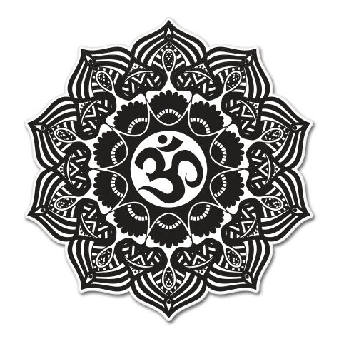 AK Wall Art Mandala Black Om Vinyl Sticker - Car Phone Helmet - Select Size