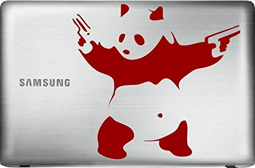 Gangster Panda  Red 4 inch  Vinyl Decal Sticker for Car Automobile Window Wall Laptop Notebook Etc.... Any Smooth Surface Such As Windows Bumpers