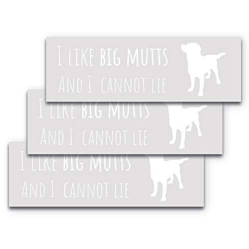 9x3 I Like Big Mutts and I Cannot Lie 3-Pack Bumper Sticker with White Text on Clear Background100 percent Waterproof I Cannot Lie Bumper Sticker Funny Bumper Sticker iLikeBigMutts-WTonCLR-3x9sticker