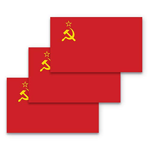 3x5 Soviet Union Flag Sticker 3-Pack Made with Durable Waterproof Materials Flag of The Soviet Union Bumper Sticker Soviet Union Sticker Flag of The Soviet Union Sticker