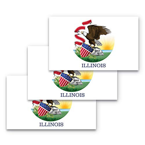 3x5 Illinois Flag Sticker 3-Pack Made with Durable Waterproof Materials State Flag of Illinois Bumper Sticker Illinois State Flag Bumper Sticker Illinois Bumper Sticker