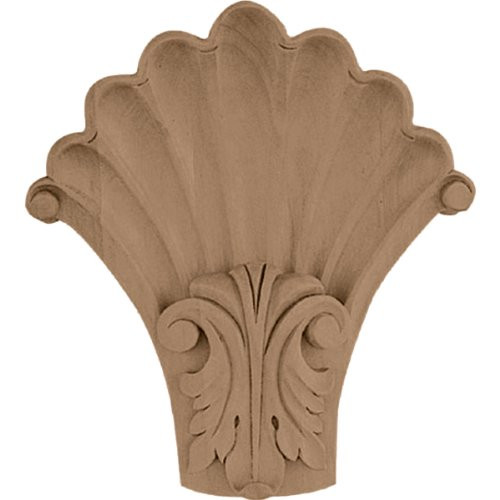 Ekena Millwork COR05X01X06SHLW 5 1/4-Inch W x 2-Inch D x 6 1/2-Inch H Medium Acanthus in Shell Corbel, Lindenwood