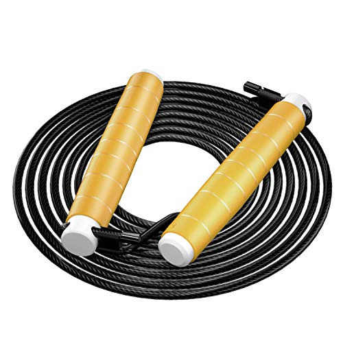 Coospo Jump Rope Adjustable Weighted Skipping Rope Tangle-Free Rapid Speed Jumping Rope Cable with Ball Bearings for Women Men and Kids