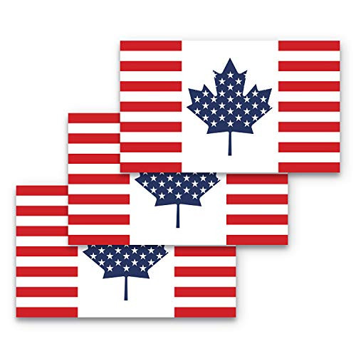3x5 Canada America Friendship Flag Sticker 3-Pack Made with Durable Waterproof Materials Canadian American Bumper Sticker Canada America Bumper Sticker USA Canada Friendship Bumper Sticker