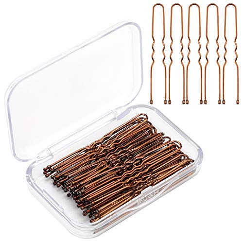 AIEX 50Pcs Hair Pins Kit U Shaped Hair Clips Secure Hold Bobby Pins Hair Clips for Women Girls and Hairdressing Salon Brown AIEX 50Pcs Hair Pins Kit U Shaped Hair Clips Secure Hold Bobby Pins Hair Clips for Women Girls and Hairdressing Salon Brown