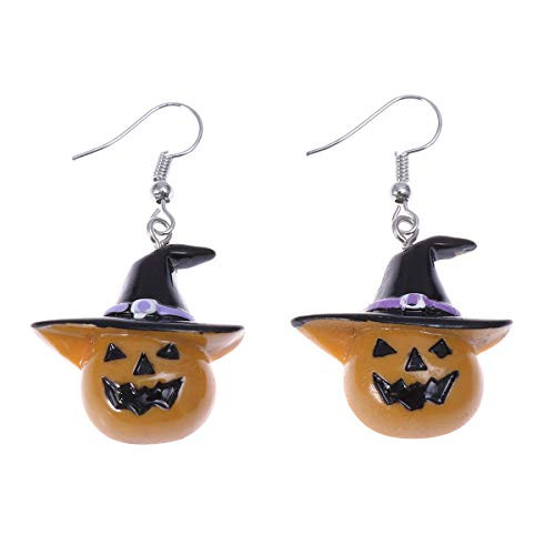 Amosfun 1 Pair Kids Halloween Earrings Pumpkin Earrings Funny Ear Studs with Hat Ear Hooks Jewelry for Women Girls