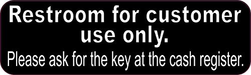 StickerTalk Ask for Key Restroom for Customer Use Only Vinyl Sticker 10 inches by 3 inches