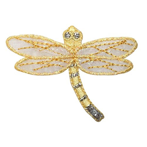 ID 0475A Dragonfly with Lace Patch Garden Fairy Bug Embroidered Iron On Applique