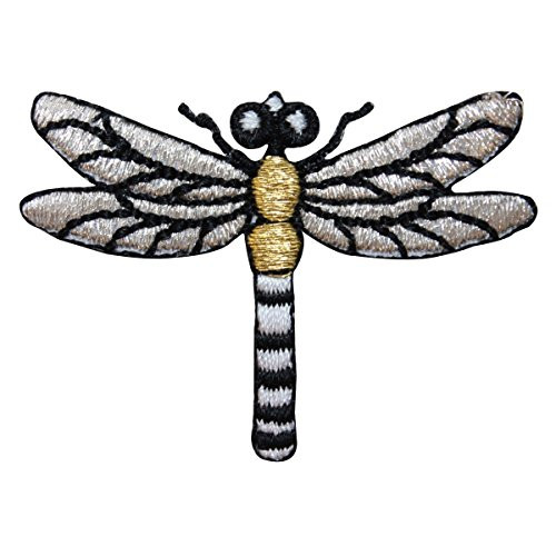 ID 1673B Metallic Dragonfly Patch Garden Insect Bug Embroidered Iron On Applique