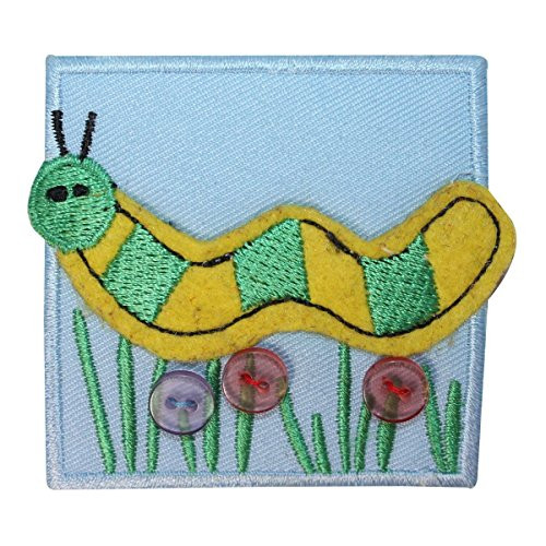 ID 1719B Caterpillar Bug Badge Patch Garden Insect Embroidered Iron On Applique
