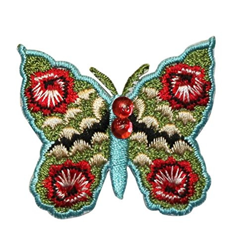 ID 2183 Floral Butterfly Patch Garden Bug Insect Embroidered Iron On Applique