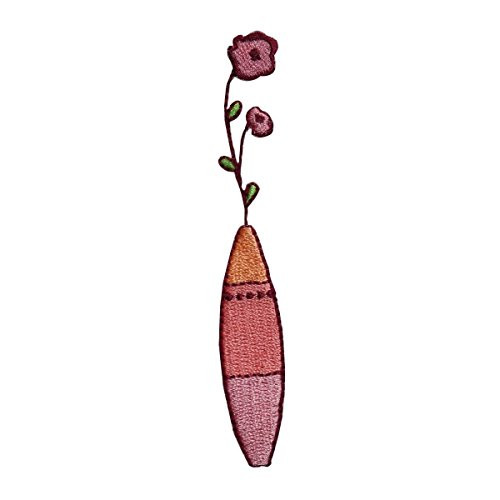 ID 6212 Pink Flowers in Vase Patch Pot Garden Decor Embroidered Iron On Applique