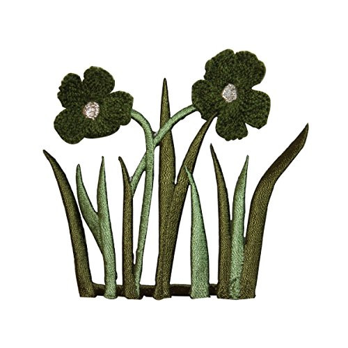 ID 6639 Green Daisies Flower Patch Garden Plant Embroidered Iron On Applique