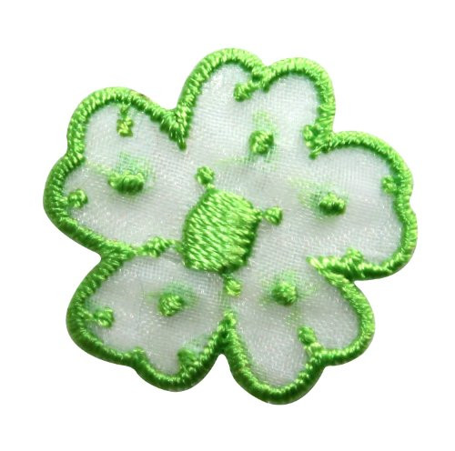 ID 8673 Green Spotted Flower Patch Daisy Garden Embroidered Iron On Applique