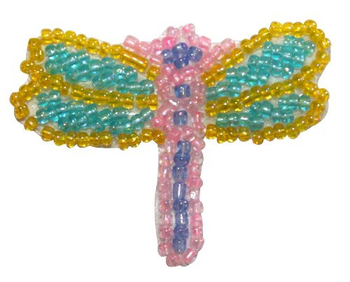 ID 8898 Dragonfly Spread Wing Patch Garden Insect Bug Beaded Iron On Applique