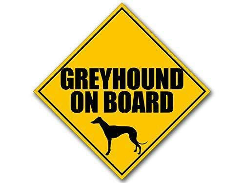 JR Studio 5x5 inch Caution Sign Shaped Greyhound On Board Sticker  Dog Safety car Safe  Vinyl Decal Sticker Car Waterproof Car Decal Bumper Sticker