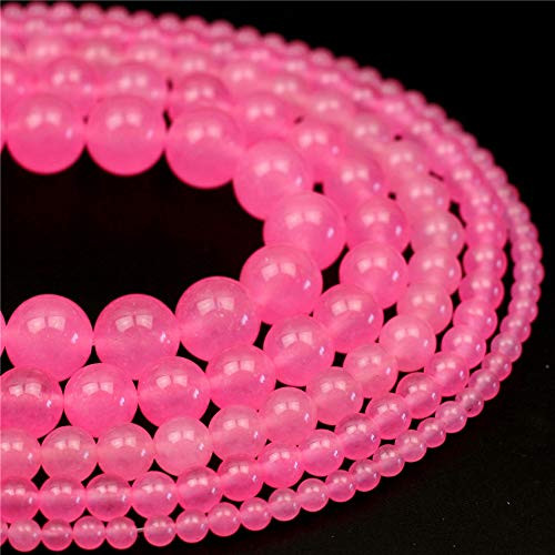 Oameusa 6mm Natural Pink Chalcedony Beads Round Smooth Beads DIY Materials Bracelet Necklace Earrings Making Jewelry Agate Beads for Jewelry Making 15 inch 1 Strand per Bag-Wholesale