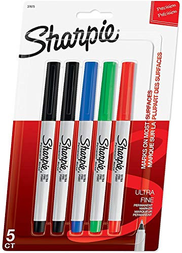 Sharpie Permanent Markers Ultra Fine Point Assorted Colors 5 Count - 1