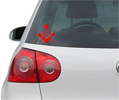 INDIGOS UG Sticker - Decal - JDM - Die Cut - Mason Fraternal Club Freemasons Decal Car Sticker - red - 88mm x99mm