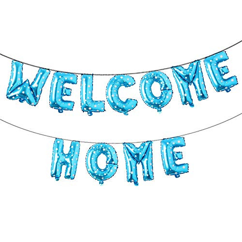 16 inch Welcome Home Balloon Banner Style Balloons Foil Letter Balloon Anniversary Celebration Party Decorations  Welcome Home Blue Star