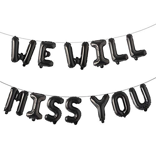 Farewell Party Decorations Supplies We Will Miss You Balloon Banner Kit Going Away Party Goodbye Retirement Office Work Party Office Work Graduation Decorations  WE Will Miss You Black